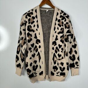 Wishlist‎ Leopard Print Open Front Cardigan Sweater Size Small